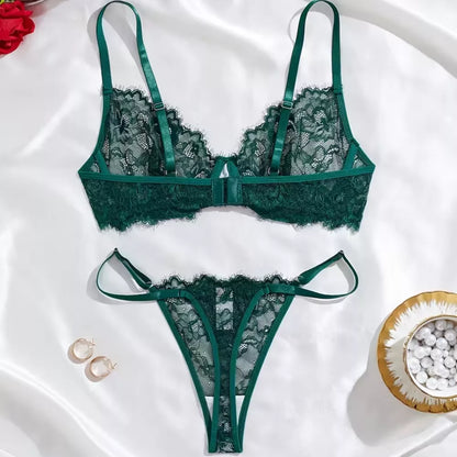 Roselle Elegant Eyelash Lace Bra & Panty Set