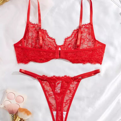 Roselle Elegant Eyelash Lace Bra & Panty Set