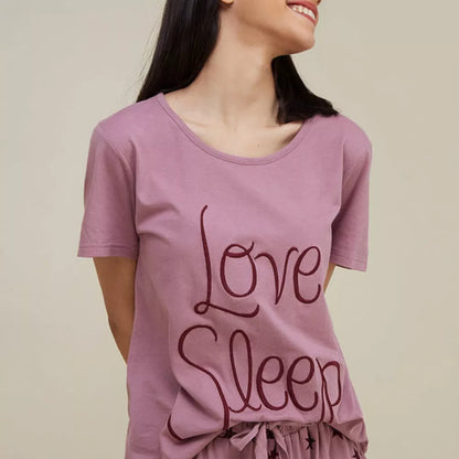 Roselle Love Sleep Cotton Night Suit | Women's 2-Piece Printed T-Shirt & Pajama Set