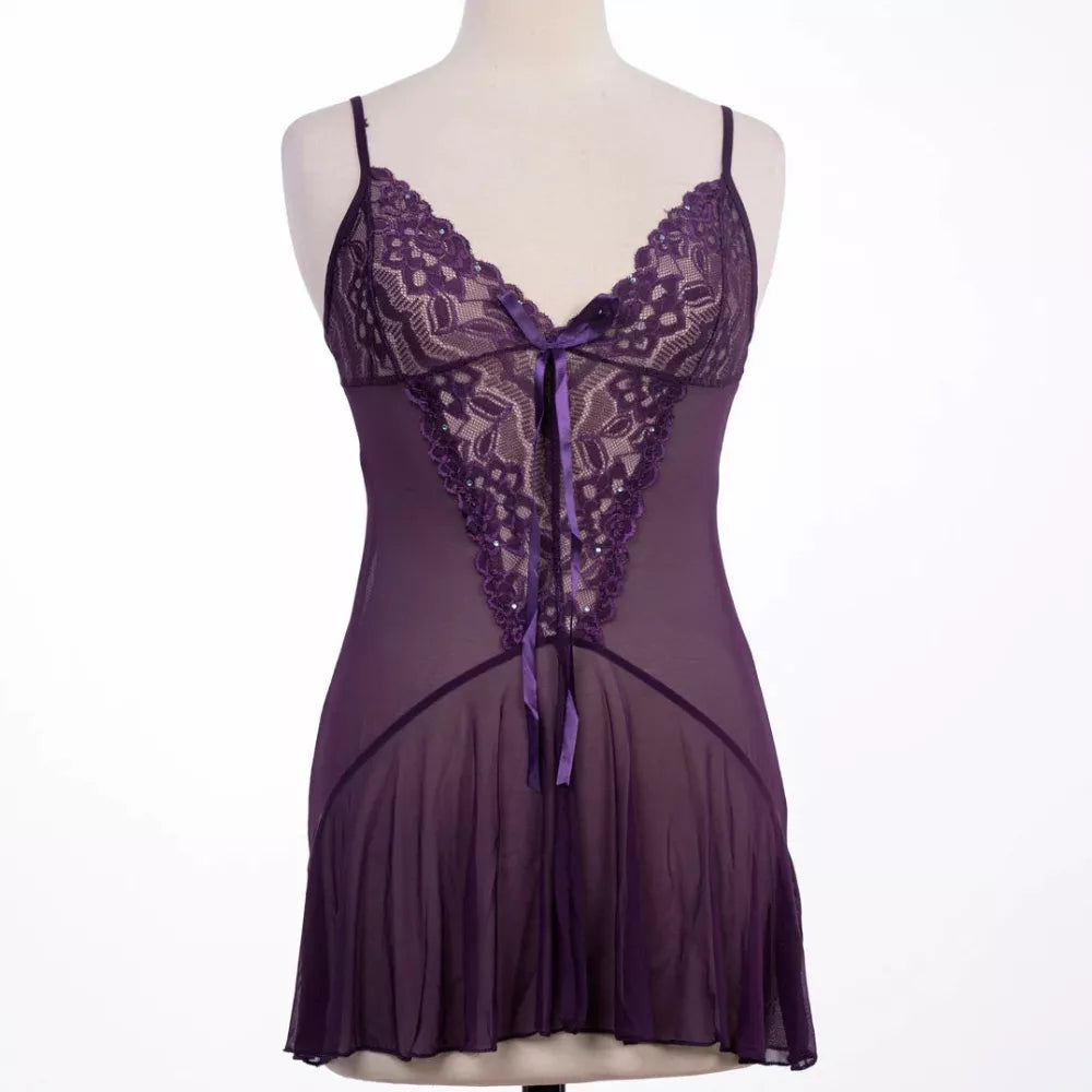 Roselle Elegant Lace Nighty – Purple Collection
