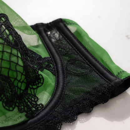 Roselle Premium Padded Wired Bra & Panty Set – Elegant Green Collection