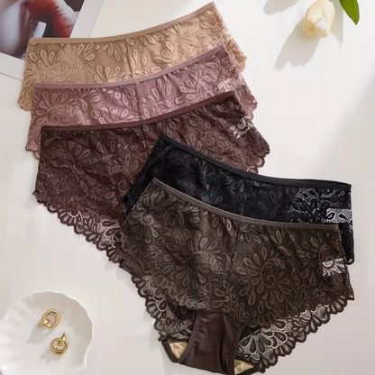 Roselle 5-Pack Lace Low-Rise Panties for Women | Soft Breathable Briefs