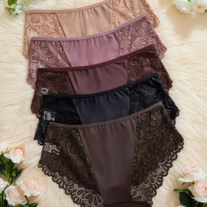 Roselle 5-Pack Lace Low-Rise Panties for Women | Soft Breathable Briefs