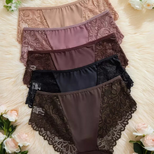 Roselle 5-Pack Lace Low-Rise Panties for Women | Soft Breathable Briefs