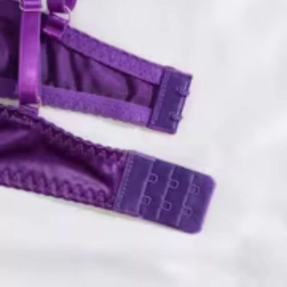Roselle Elegant Embroidered Underwired Bra & Brief Set – Deep Purple