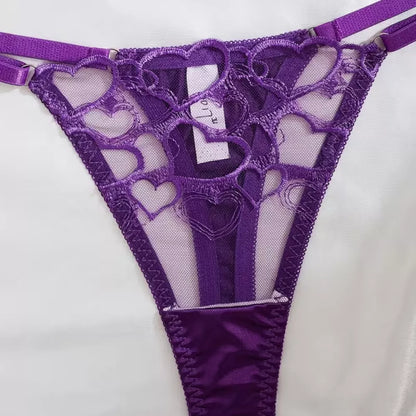 Roselle Elegant Embroidered Underwired Bra & Brief Set – Deep Purple