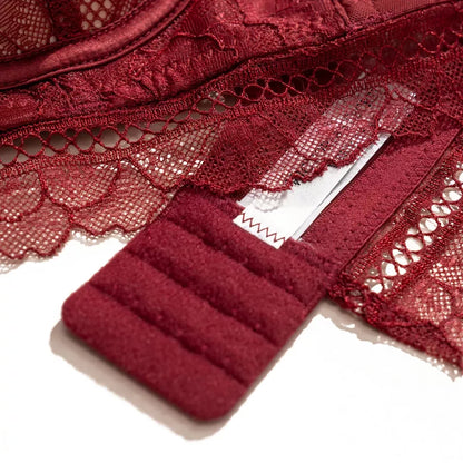 Roselle Elegant Padded Wired Bra & Panty Set – Ruby Red