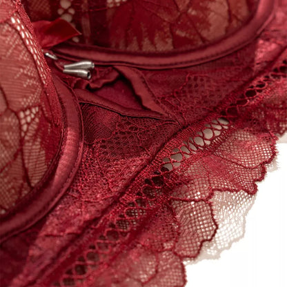 Roselle Elegant Padded Wired Bra & Panty Set – Ruby Red