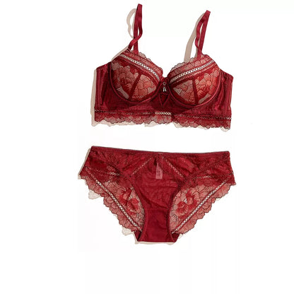 Roselle Elegant Padded Wired Bra & Panty Set – Ruby Red