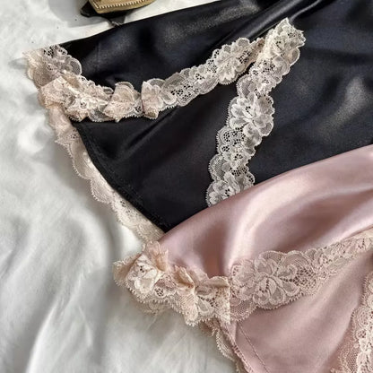 Roselle Luxe Satin Lace Nightdress Set | 2-Piece Women's Satin Sleepwear