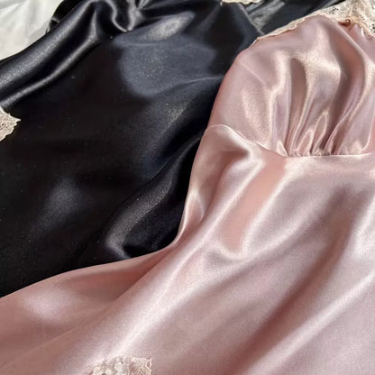 Roselle Luxe Satin Lace Nightdress Set | 2-Piece Women's Satin Sleepwear